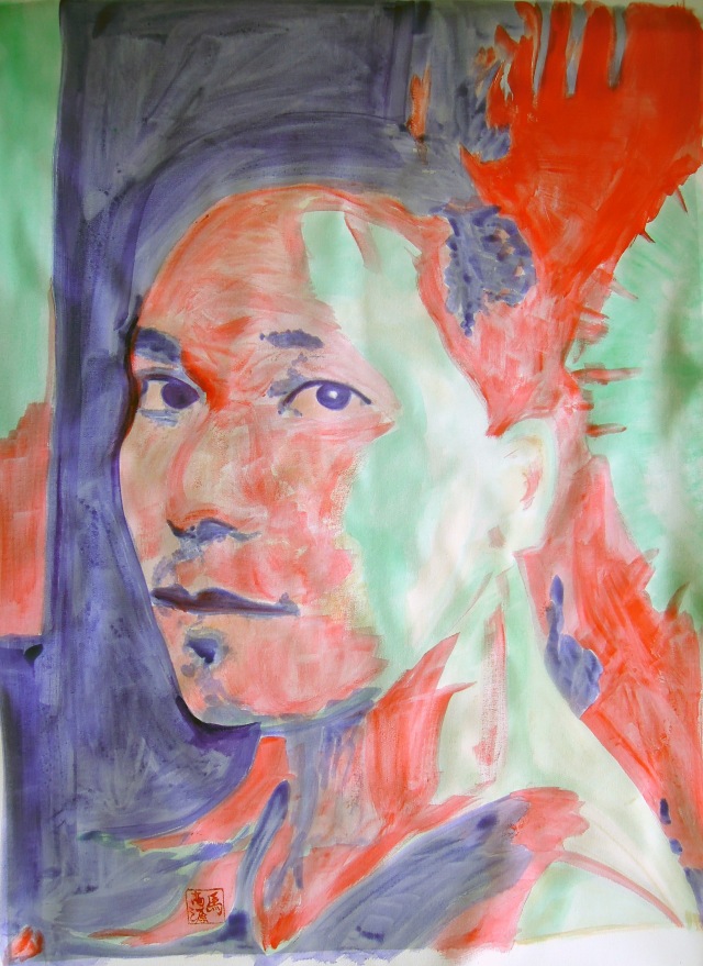 Portrait of Howard 2014, mixed media on canvas, 90x70, marco maurizio gobbo